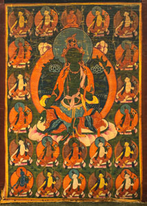 <b>Thangka mit Darstellung der grünen Tara und weiteren 21 Erscheinungsformen</b>