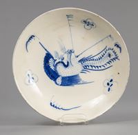 <b>A BLUE AND WHITE PHOENIX DISH</b>