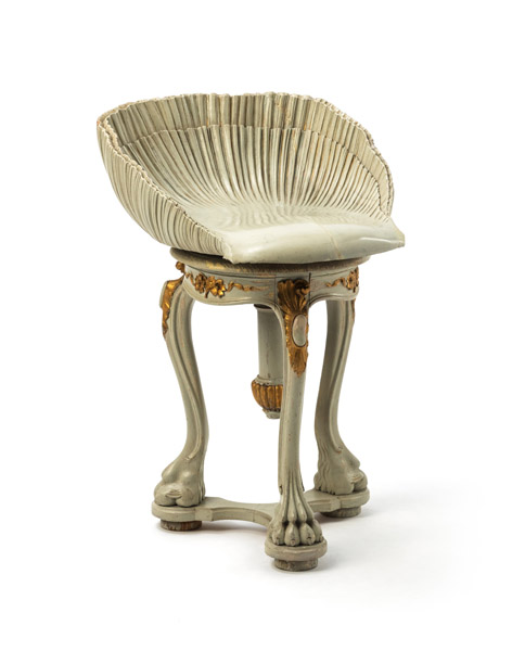 <b>A BAROQUE STYLE PIANO STOOL WITH SHELL SHAPED SEAT</b>