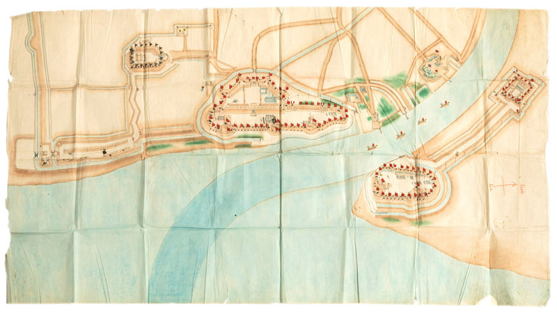 <b>DRAWING OF A MAP OF THE GERMAN COLONIES KIAUTSCHOU (JIAOZHOU)</b>