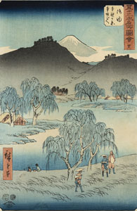<b>A FRAMED WOODBLOCK PRINT 'GOYU', ANDO HIROSHIGE</b>