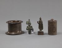 <b>A GROUP OF WORKS OF ART, E.G. A MORTAR, SMALL BUDDHA FIGURE</b>