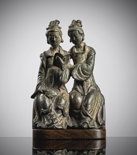 <b>A RARE BRONZE 'QIAO SISTERS' GROUP</b>