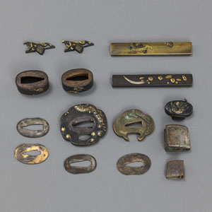 <b>A GROUP OF SWORD IMPLEMENTS, E.G. TSUBA AND KOZUKA</b>