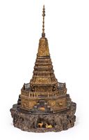 <b>A GILT-BRONZE  STUPA</b>