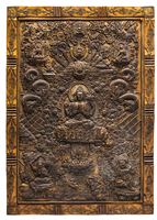 <b>A REPOUSSÉ BRONZE RELIEF THANGKA DEPICTING SHADKSHARI LOKESHVARA</b>