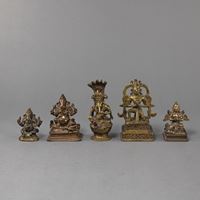 <b>FIVE BRONZE FIGURES OF GANESHA AND GARUDA</b>
