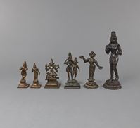 <b>SIX BRONZE FIGURES OF LAKSHMI, VISHNU, RADHA ET AL.</b>