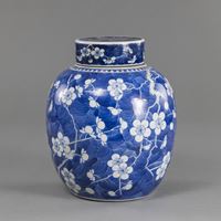 <b>A BLUE AND WHITE PRUNUS GINGER JAR</b>