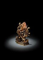 <b>Feine, partiell feuervergoldete Bronze des Vajrabhairava</b>