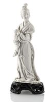 <b>A DEHUA MODEL OF STANDING GUANYIN WITH VASE</b>