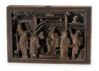 <b>TWO WOOD RELIEF PANELS WITH RESIDUE OF GILDING</b>