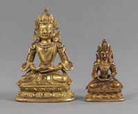 <b>TWO SMALL GILT-BRONZE FIGURES OF AMITAYUS</b>