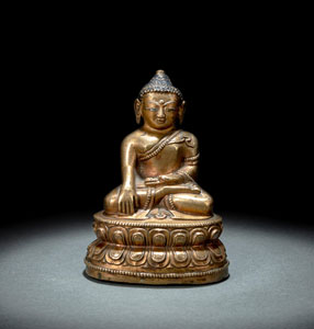 <b>Bronze des Buddha Shakyamuni auf einem Lotusthron</b>