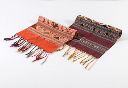 <b>TWO WOVEN COTTON AND SILK BROCADED CLOTHS</b>