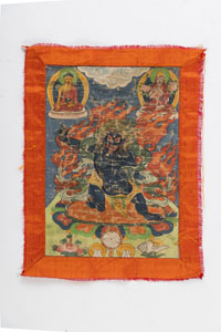 <b>Drei Thangkas mit Darstellungen von Mahakala und Dakini</b>