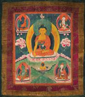 <b>THREE THANGKAS DEPICTING BUDDHA AMITABHA AND MAHAKALA</b>