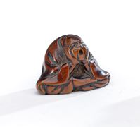 <b>A GROUP OF THREE CARVED WOOD NETSUKE WITH A SNEEZER</b>