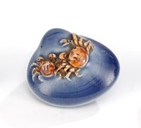 <b>A HIRADO-PORCELAIN NETSUEK IN SHAPE OF A SHELL WITH TWO CRABS ATOP</b>