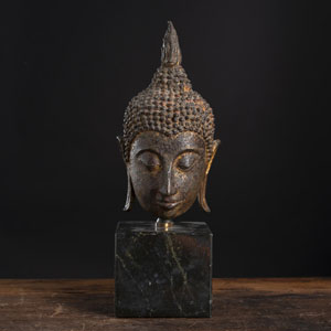 <b>A BRONZE HEAD OF BUDDHA SHAKYAMUNI</b>