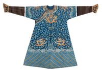 <b>A BLUE DRAGON ROBE FROM EMBROIDERED SILK GAUZE FOR A GENTLEMAN</b>