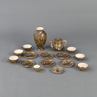 <b>A SATSUMA PORCELAIN VASE AND SERVICE PARTS</b>
