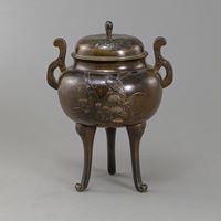 <b>A LIDDED INLAID BRONZE CENSER</b>
