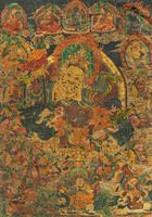 <b>A THANGKA DEPCITING MAHAKALA AND OTHER BUDDHIST DEITIES</b>