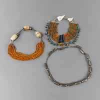 <b>THREE NECKLACES WITH CORAL, SILVER, BONE O.A.</b>