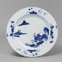 <b>A BLUE AND WHITE LANDSCAPE PORCELAIN CHARGER</b>