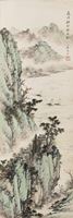 <b>A LANDSCAPE PAINTING MOUNTED AS A HANGING SCROLL</b>