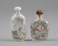 <b>TWO INSIDE PAINTED GLASS SNUFFBOTTLES DEPICTING FIGURAL SCENES</b>