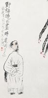 <b>Ji Youchen (*1945): Two paintings of a scholar and farmer, ink and light colours on paper</b>