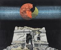 <b>LIU JIAN/WANG LAN: A GRAPHIC WORK DEPICTING A RUIN OF A CITY GAT WITH MOON AND SUN</b>