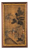 <b>AN ANONYMOUS PAINTING DEPICTING SHOULAO ON A DEER SURROUNDED BY MEN, INK AND COLOUR ON PAPER</b>