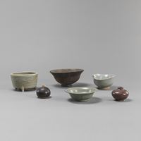 <b>A LONGQUAN FISH DISH, A CENSER, TWO BOWLS, AND TWO MINIATURE VASES</b>