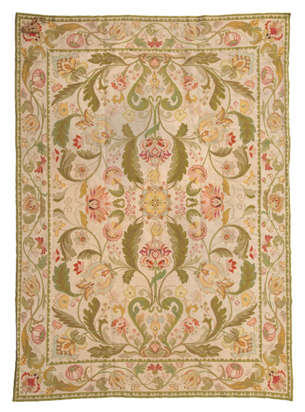 <b>AN EMBROIDERED ARRAIOLOS CARPET WITH  FLORAL DESIGNS</b>