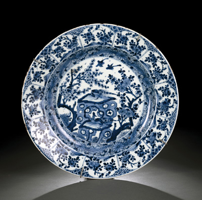 <b>A BLUE AND WHITE PHEASANT AND PRUNUS PLATE</b>