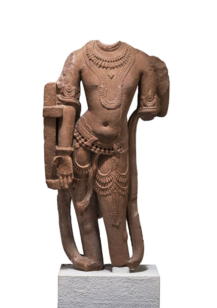 <b>Schöne und feine Sandsteinfigur des Vishnu</b>