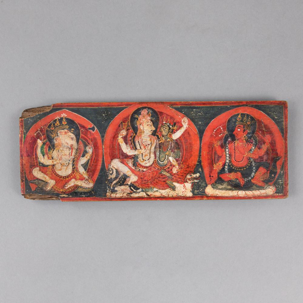 <b>A POLYCHROME PAINTED WOOD MANUSCRIPT COVER</b>