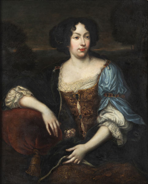 Portrait der Elisabeth Marguerite d'Orléans vor Landschaftshintergund. Öl/Lwd., doubl.