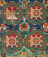 <b>Seltenes Initiationsthangka mit vier Mandalas der Gottheit Cakrasamvara</b>