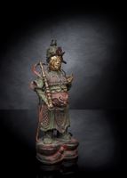<b>A PAINTED AND PART-GILT BRONZE FIGURE OF WEITUO</b>