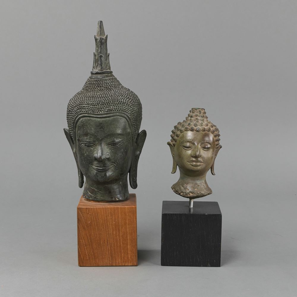 <b>TWO BRONZE HEADS OF BUDDHA</b>