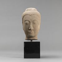 <b>A SANDSTONE HEAD OF BUDDHA SHAKYAMUNI</b>
