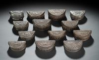 <b>A GROUP OF SEMICIRCLE-SHAPED SILVER BOXES</b>