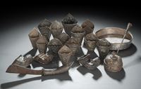 <b>A GROUP OF SILVER BETEL LEAVES CONTAINERS ET AL.</b>
