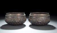 <b>TWO LARGE FIGURAL RELIEF SILVER BOWLS</b>