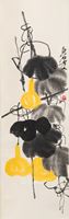 <b>TWO WOODBLOCK PRINTS OF BEGONIA AND GOURD BY QI BAISHI</b>