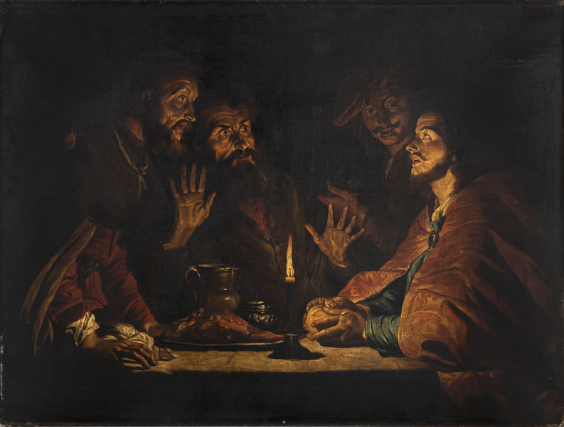 Das Abendmahl in Emmaus. Öl/Lwd., doubl.